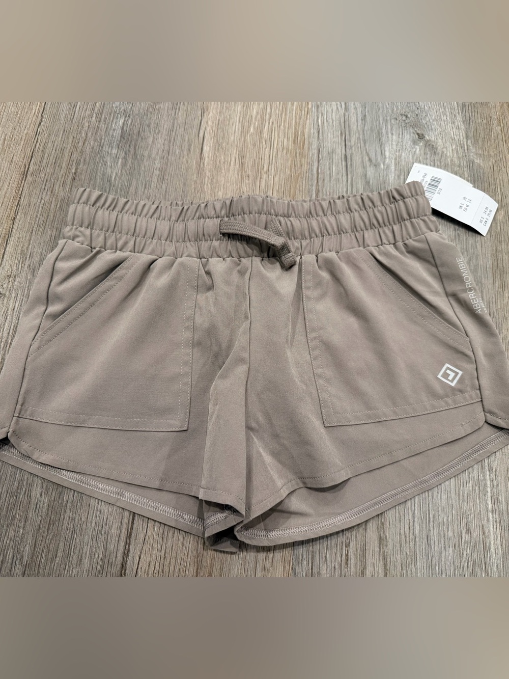 abercrombie kids Taupe Elastic-Waist Drawstring Shorts